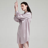 Silk Dress – Button-Down Shirt Style with Chest Detail